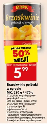 Brzoskwinie połówki w syropie MK promocja w Twój Market