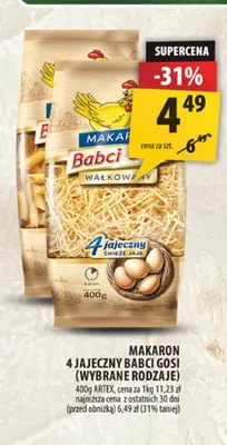 Makaron 4 jajeczny Babci Gosi wałkowany promocja w Arhelan