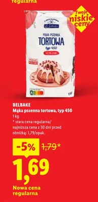 Mąka pszenna tortowa typ 450 Belbake promocja w Lidl