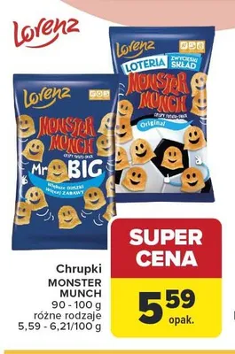 Chrupki Monster Munch Lorenz promocja w Carrefour