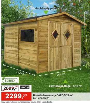 Domek drewniany CARO 5,13 m² promocja w Leroy Merlin