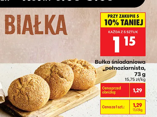 Bułka śniadaniowa pełnoziarnista promocja w Biedronka