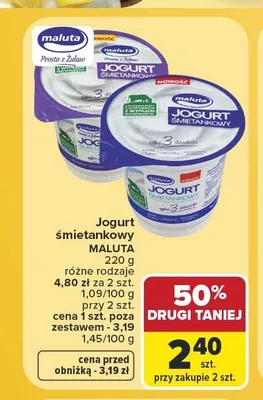 Jogurt śmietankowy Maluta promocja w Carrefour