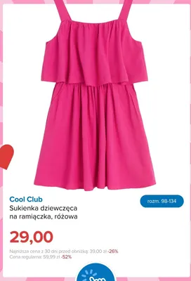 Sukienka dziewczęca na ramiączka różowa Cool Club promocja w Smyk