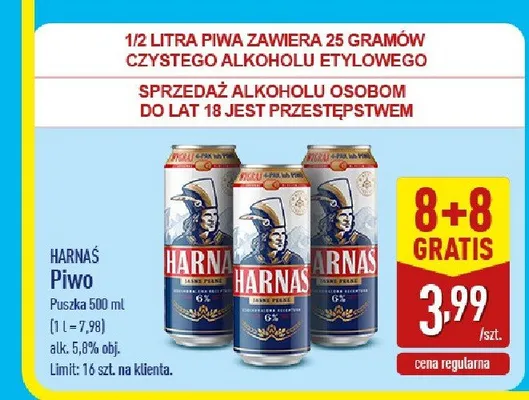 Piwo Harnaś Jasne Pełne promocja w Aldi