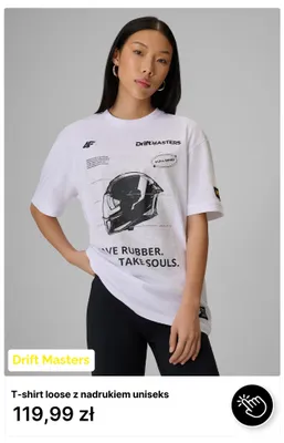 T-shirt loose z nadrukiem unisex 4F Drift Masters promocja w 4F
