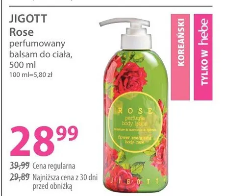 Perfumowany balsam do ciała Jigott Rose promocja w Hebe