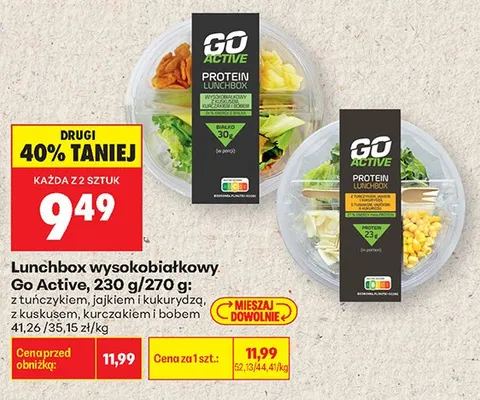 Lunchbox wysokobiałkowy Go Active z kuskusem, kurczakiem i bobem promocja w Biedronka