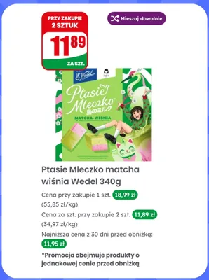 Ptasie Mleczko matcha wiśnia E.Wedel promocja w Dino
