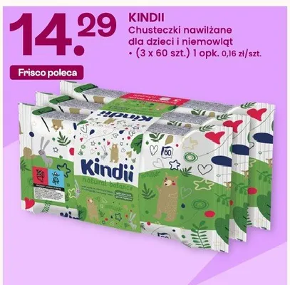 Chusteczki nawilżane dla dzieci i niemowląt Kindii promocja w Frisco