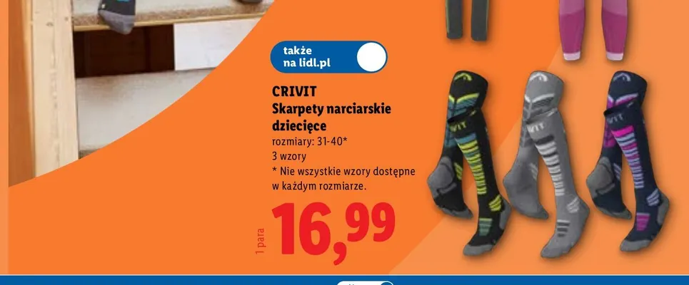 Skarpety narciarskie dziecięce Crivit promocja w Lidl
