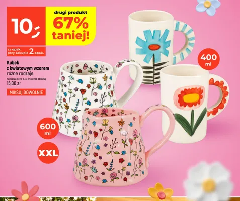Kubek z kwiatowym wzorem XXL 600ml promocja w Dealz