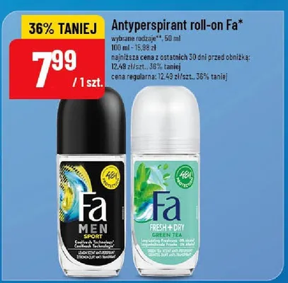Antyperspirant roll-on Men Sport lub Fresh&Dry Green Tea promocja w POLOmarket