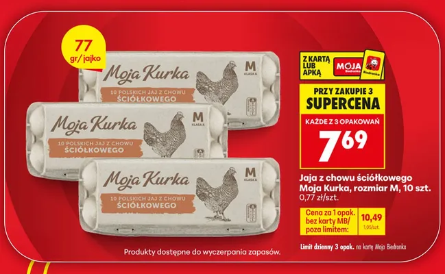 Jaja z chowu ściółkowego Moja Kurka rozmiar M promocja w Biedronka