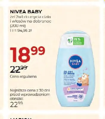 Żel 2w1 do mycia ciała i włosów na dobranoc Nivea Baby promocja w Drogerie Jawa