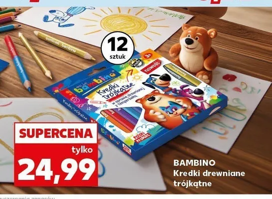 Kredki drewniane trójkątne Bambino promocja w Kaufland