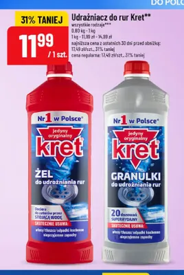 Udrożniacz do rur Kret żel promocja w POLOmarket