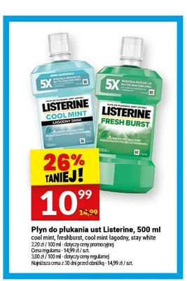 Płyn do płukania ust Listerine Cool Mint Łagodny promocja w Twój Market