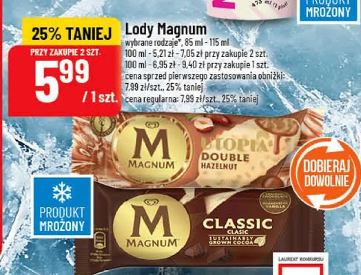 Lody Magnum wybrane rodzaje promocja w POLOmarket