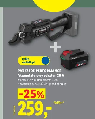 Akumulatorowy sekator Parkside Performance 20V w zestawie z akumulatorem 4Ah promocja w Lidl