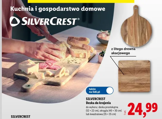Deska do krojenia prostokątna 52x22cm SILVERCREST promocja w Lidl