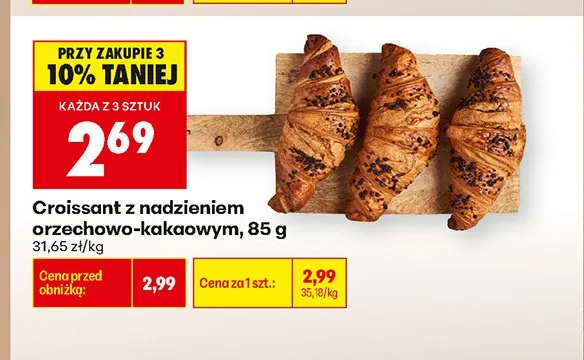 Croissant z nadzieniem orzechowo-kakaowym promocja w Biedronka