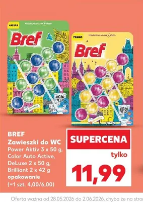 Zawieszki do WC Bref Power Aktiv 3-pak 50g promocja w Kaufland