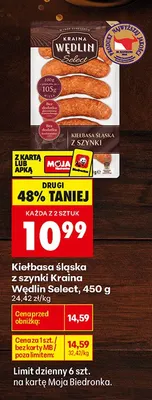 Kiełbasa śląska z szynki Kraina Wędlin Select promocja w Biedronka