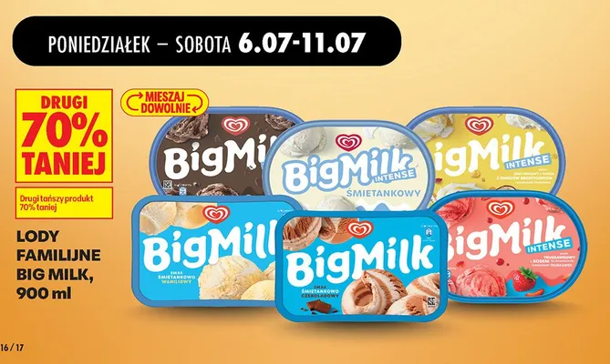 Lody familijne Big Milk Intense z owoców egzotycznych promocja w Biedronka