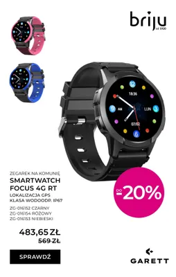 Smartwatch Focus 4G RT zegarek na komunię lokalizacja GPS klasa wodoodp. IP67 niebieski promocja w Briju