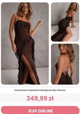 Sukienka koktajlowa Renee koronkowa bez pleców promocja w Renee