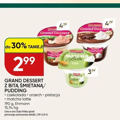 Pudding Grand Dessert Ehrmann pistacja promocja w Chata Polska