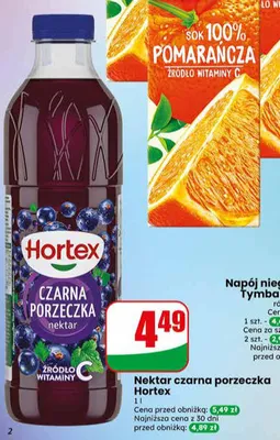 Nektar czarna porzeczka Hortex promocja w Dino