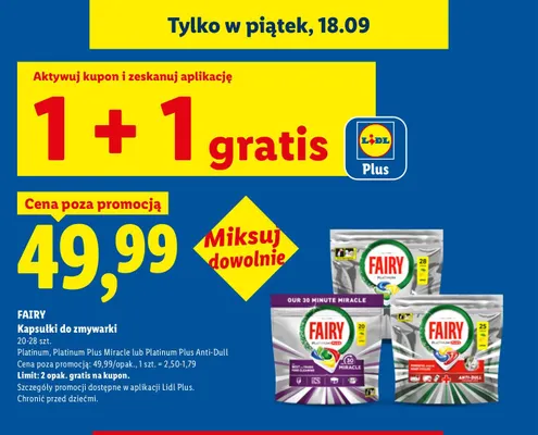 Kapsułki do zmywarki Fairy Platinum Plus Anti-Dull promocja w Lidl