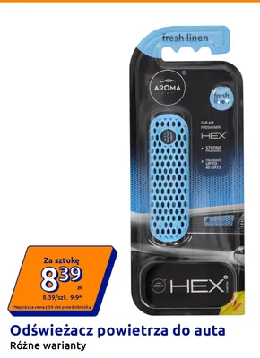 Odświeżacz powietrza do auta Aroma Car Hex Fresh Linen promocja w Action