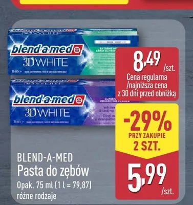 Pasta do zębów BLEND-A-MED 3D White promocja w Aldi