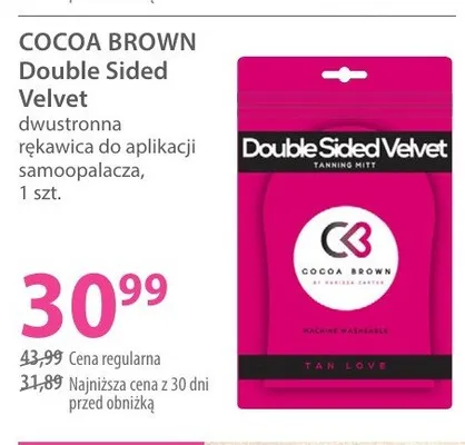 Dwustronna rękawica do aplikacji samoopalacza COCOA BROWN Double Sided Velvet promocja w Hebe