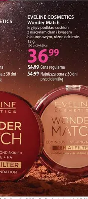 Kryjący podkład cushion z niacynamidem i kwasem hialuronowym Wonder Match Eveline Cosmetics promocja w Hebe