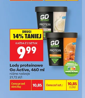 Lody proteinowe waniliowe Go Active promocja w Biedronka