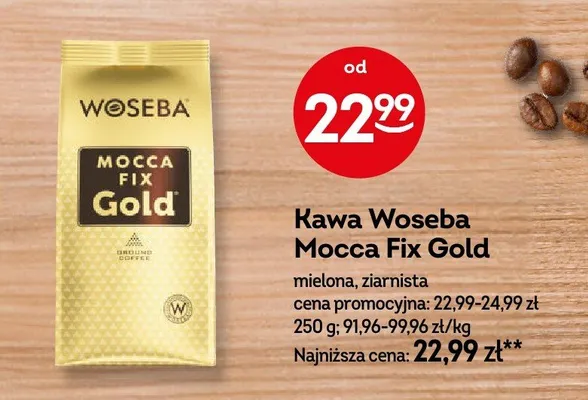 Kawa Mocca Fix Gold mielona, ziarnista promocja w Żabka