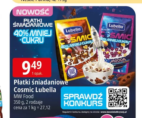 Płatki śniadaniowe Cosmic Lubella MW Food promocja w Leclerc