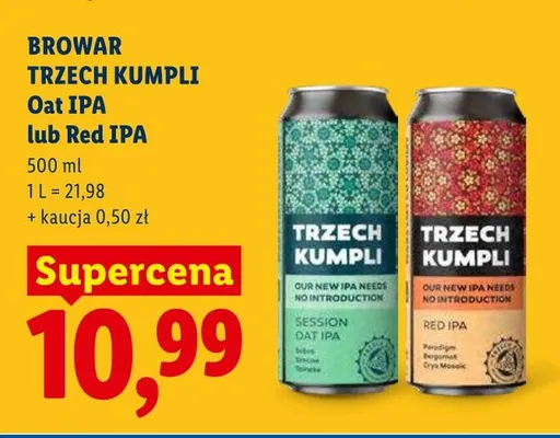 Piwo Trzech Kumpli Red IPA promocja w Lidl