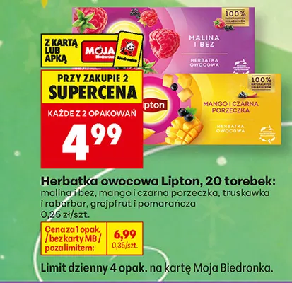 Herbatka owocowa Lipton grejpfrut i pomarańcza promocja w Biedronka
