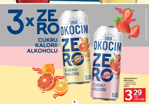 Piwo bezalkoholowe Okocim Zero Pomarańcza z Grejpfrutem promocja w Selgros