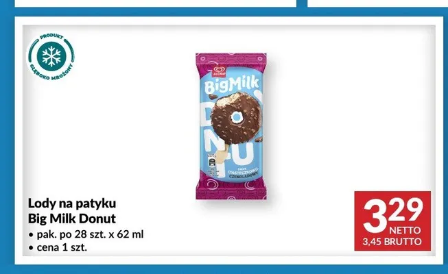 Lody na patyku Big Milk Donut promocja w Makro