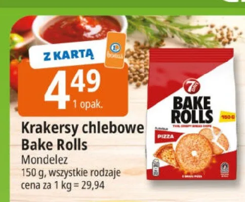Krakersy chlebowe Bake Rolls pizza promocja w Leclerc