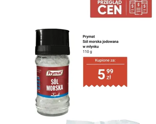 Sól morska jodowana w młynku Prymat promocja w Dino