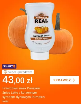 Korzenny syrop dyniowy Pumpkin Real promocja w Allegro