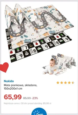 Mata piankowa składana Nukido 150x200x1 cm promocja w Smyk