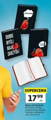 Notes A5 Rudzik 192 kartki w kratkę uszlachetniona okładka tasiemka zaokrąglone rogi promocja w Auchan